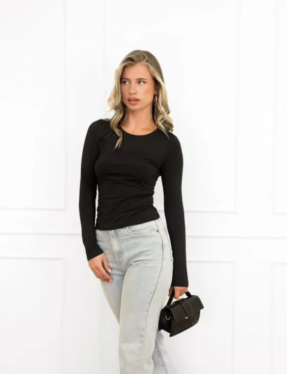 Merle basic top zwart