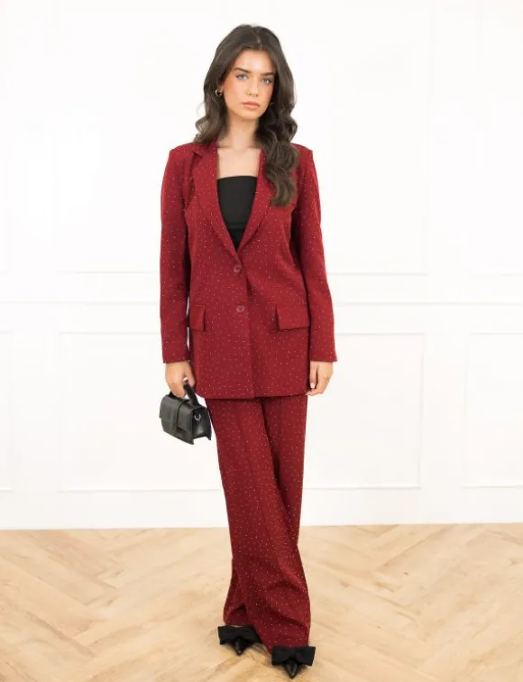 Miley strass pantalon bordeaux