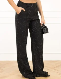 Miley strass pantalon zwart