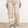 Milou leren straight broek beige