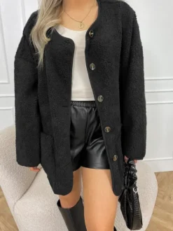Mindy teddy jas zwart