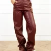 Molly leren wide leg broek bordeaux