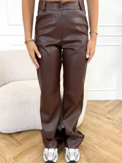 Molly leren wide leg broek