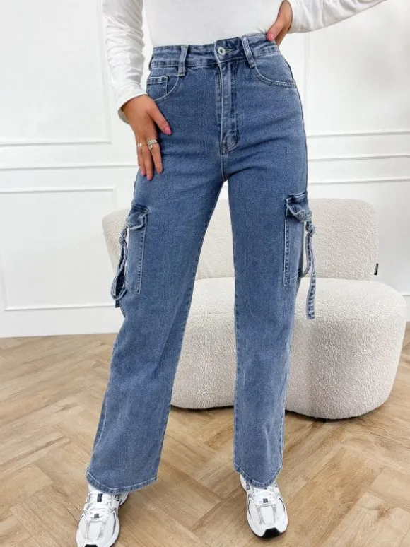 Nelle cargo broek blauw