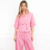 Nori cropped blazer roze