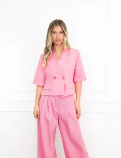 Nori cropped blazer roze