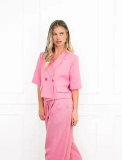 Nori cropped blazer roze