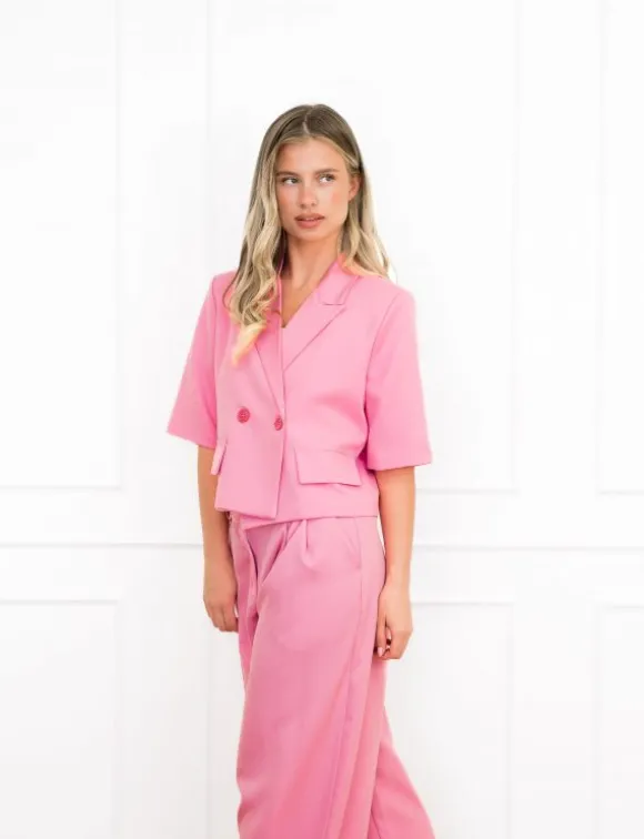 Nori cropped blazer roze
