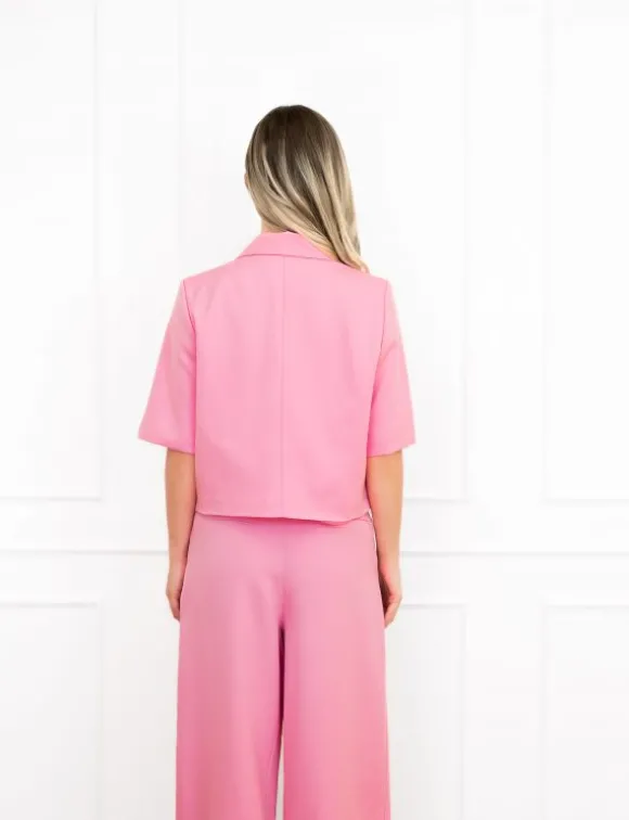 Nori cropped blazer roze