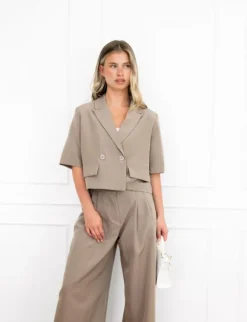 Nori cropped blazer taupe
