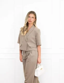 Nori cropped blazer taupe