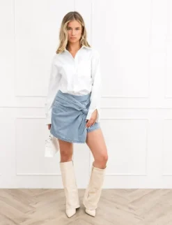 Novy denim skort blauw