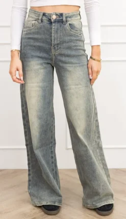 Olivie palazzo fit jeans vintage blauw