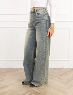 Olivie palazzo fit jeans vintage blauw