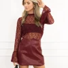 Pixie kanten top bordeaux rood