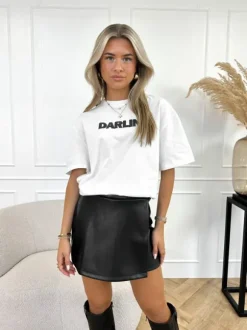 Pleun leren skort zwart