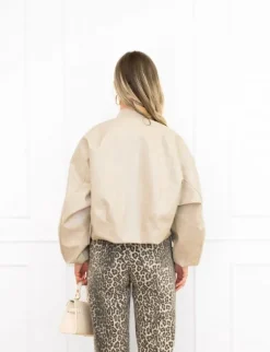 Rana leren bomberjas beige