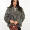 Sasha faux fur jas grijs
