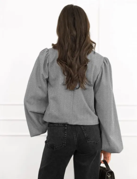 Selena strass blazer grijs