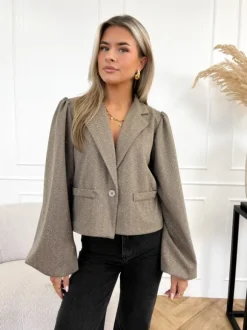 Selena strass blazer taupe