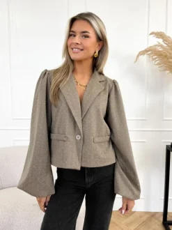 Selena strass blazer taupe