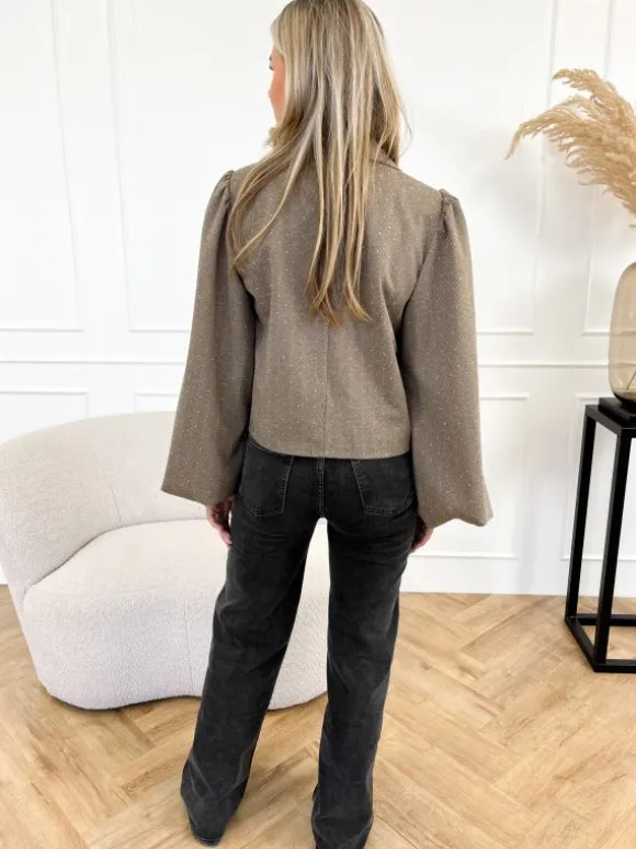 Selena strass blazer taupe