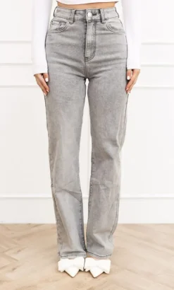 Silke wide leg jeans licht grijs