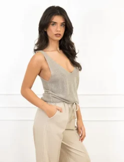 Silvie strass top beige