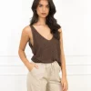 Silvie strass top bruin