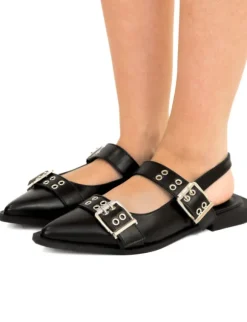 Stevie buckle slingback zwart