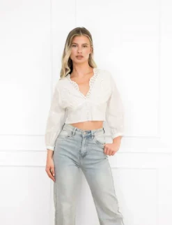 Tamara kanten top wit