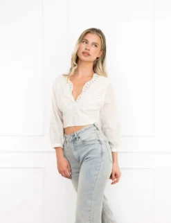 Tamara kanten top wit