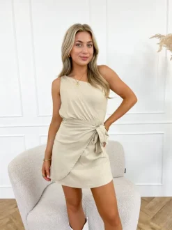 Taylor one shoulder jurk beige