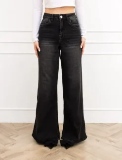 Tezz pallazo fit jeans zwart