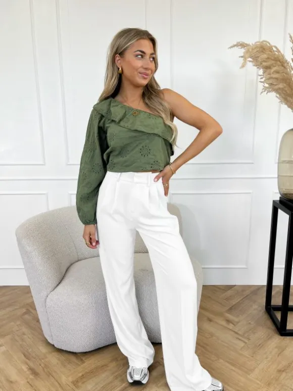 Vajen one shoulder top groen