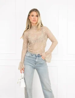Yenna kanten top beige