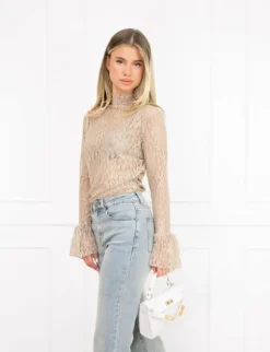 Yenna kanten top beige