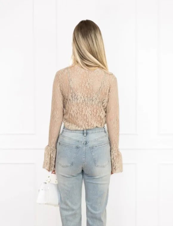 Yenna kanten top beige